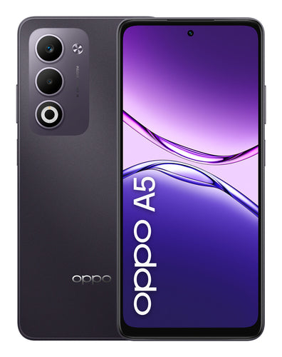 OPPO A5 Smartphone, Foto AI 50MP, Frontale 5MP, Display 6.67 90HZ LCD HD+, 6000mAh, RAM 6(Esp2GB/4GB/6GB)+ROM 128GB (esp1TB), IP65, [Versione Italia], Dark Purple