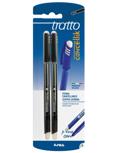 FILA Penne cancellabili CANCELLIK 2 pz + gomma inchiostro Nero tratto Fine 0,4 mm