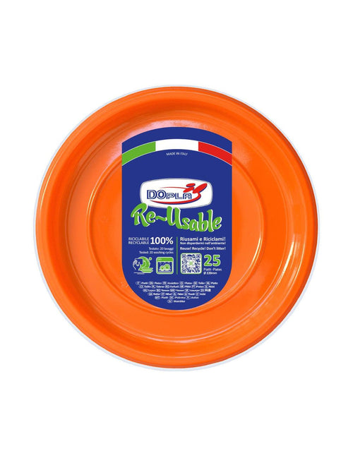 DOPLA Piatti Piani Monouso RE USABLE Arancio 25pz
