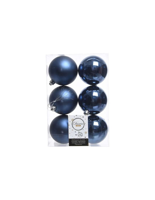 Confezione di 6 palline di Natale 8 cmmBlu notte