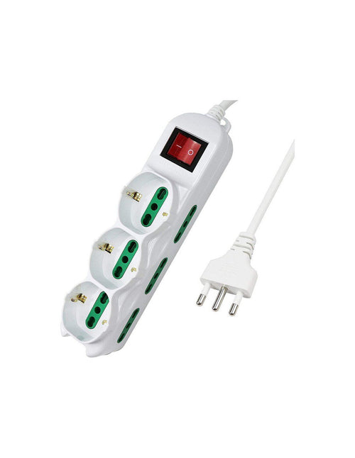 Multipresa Ciabatta Elettrica Cavo 5M Con 9 Posti 3 Prese Schuko 10/16A + 6 Prese Bipasso 2P+T 10/16A Interruttore