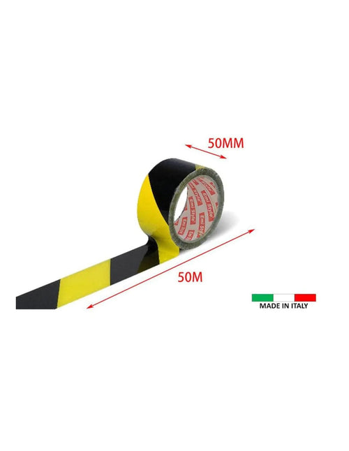 Nastro Adesivo Segnalatico PPL Nero Giallo 50mm X 50mt