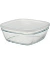 DURALEX Ciotola Quadrata impilabile con Coperchio Smerigliato, 23 cm