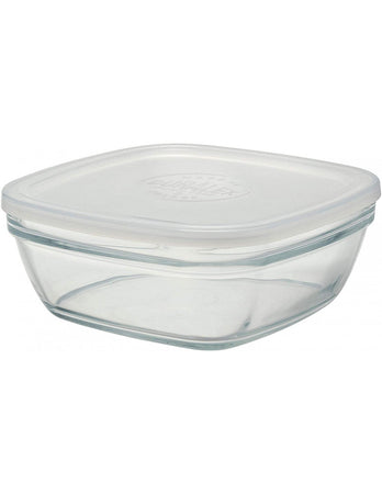 DURALEX Ciotola Quadrata impilabile con Coperchio Smerigliato, 23 cm
