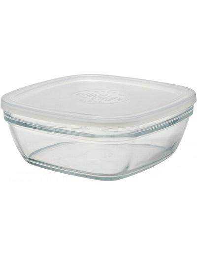 DURALEX Ciotola Quadrata impilabile con Coperchio Smerigliato, 23 cm