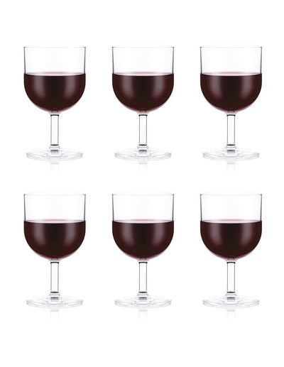 BODUM OKTETT 6 Bicchieri da Vino Rosso in plastica duratura, 0,25 Litri