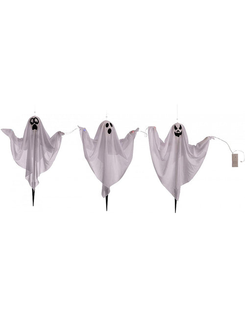 3 Fantasmini con Luci e Picchetti 52 cm
