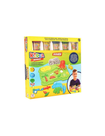 Morbido Dinosauro 5X85Gr Vasetti con Acc. Il Mondo Pasta da Modellare, Multicolore KIDEA Globo