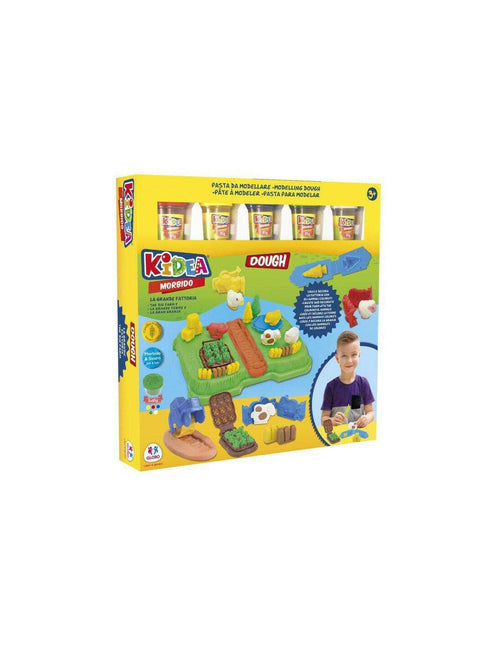 Pasta modellabile Morbido Fattoria 5X85Gr Vasetti con Accessori Il Mondo Pasta da Modellare, Multicolore, KIDEA Globo