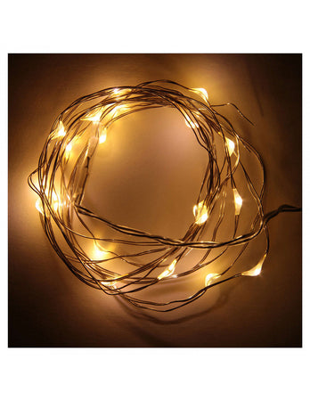 Luce natalizia 20 luci led goccia bianca calda batteria filo nudo