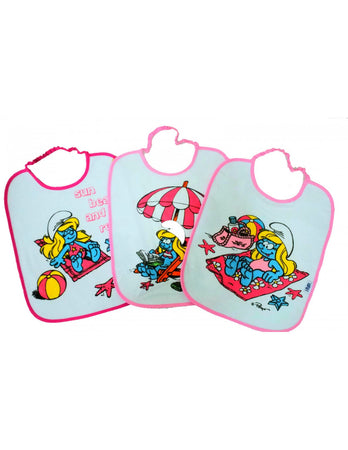 Set 3 Bavaglini neonato Puffi Rosa