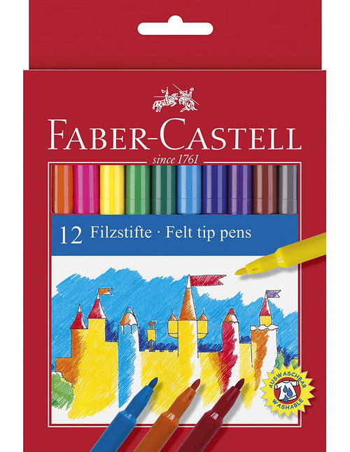 Pennarelli Faber-Castell Castello Standard punta fine, Astuccio cartone 12 colori