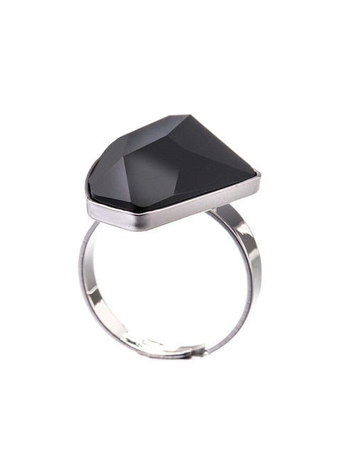 ANELLO REGOLABILE IN METALLO RODIATO CON CRISTALLO
