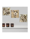 QUADRO DECORATIVO 3 PEZZI IN MDF FIORI GRIGIO, VERDE