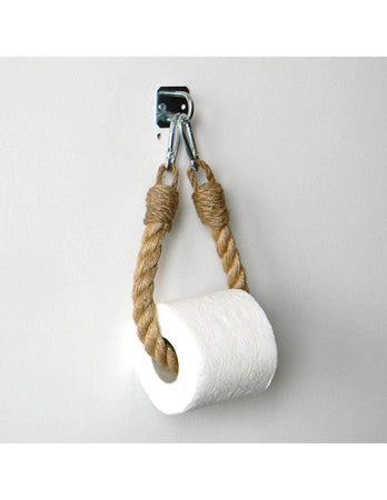 PORTAROTOLO IN METALLO E CORDA NERO E CORDA 12X38X3