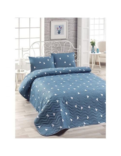 EPONJI TRAPUNTINO MATRIMONIALE IN MISTO COTONE BLU
