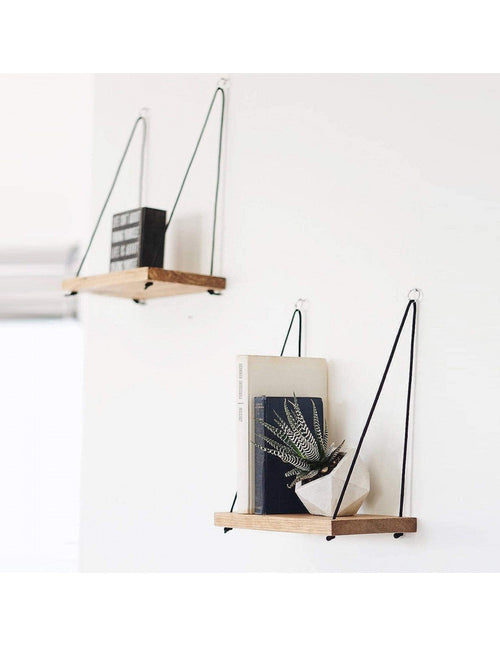 SET 2 MENSOLE IN LEGNO MASSELLO RETTANGOLARI NOCE 40