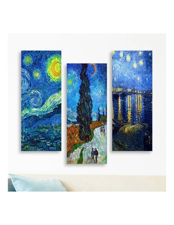 Pittura decorativa su MDF 3 pezzi Van Gogh
