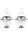 SET 2 LANTERNE SOLARI LED ARGENTO 16,5X16,5X22,5 CM