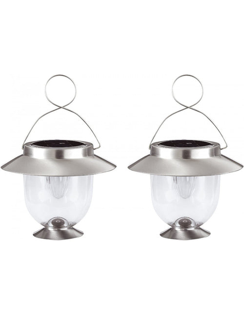 SET 2 LANTERNE SOLARI LED ARGENTO 16,5X16,5X22,5 CM