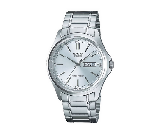 Orologio Casio per uomo Serie MTP-1239, sfondo quadrante argento, blu e nero in acciaio, con segna data