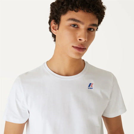 K-WAY T-Shirt unisex in Cotone Pieghevole Unisex Grigia e Bianca con Logo - Le vrai Edouard