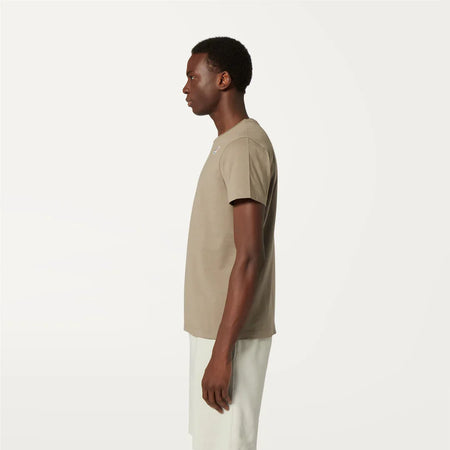 K-WAY T-Shirt unisex in Cotone Pieghevole Unisex beige con Logo - Le vrai Edouard
