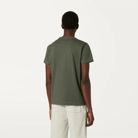K-WAY T-Shirt unisex in Cotone Pieghevole Unisex Verde Scuro con Logo - Le vrai Edouard