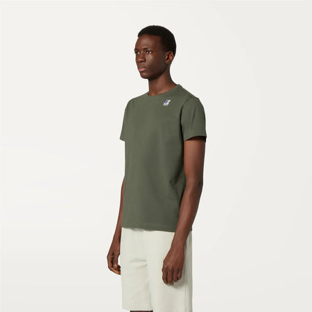 K-WAY T-Shirt unisex in Cotone Pieghevole Unisex Verde Scuro con Logo - Le vrai Edouard