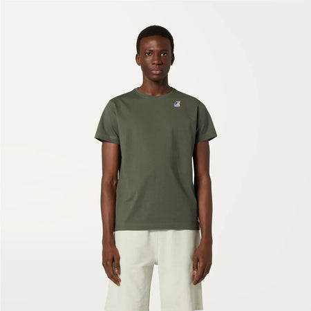 K-WAY T-Shirt unisex in Cotone Pieghevole Unisex Verde Scuro con Logo - Le vrai Edouard