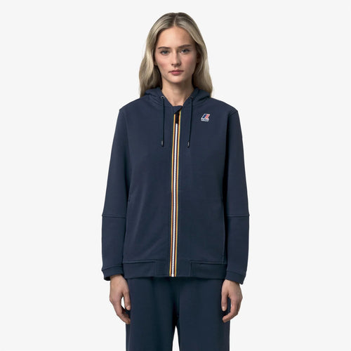 K-Way Prosper Felpa Unisex con Cappuccio Full Zip Poly Cotton K1126HW B67 Colore Blue insignia