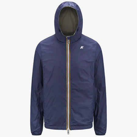 K-WAY Capospalla uomo Giacca Corto Impermeabile Reversibile Uomo Blu Beige jake plus.2 double