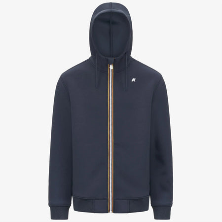 K-WAY Giacca felpa uomo in pile da uomo blu avio con cappuccio regolabile