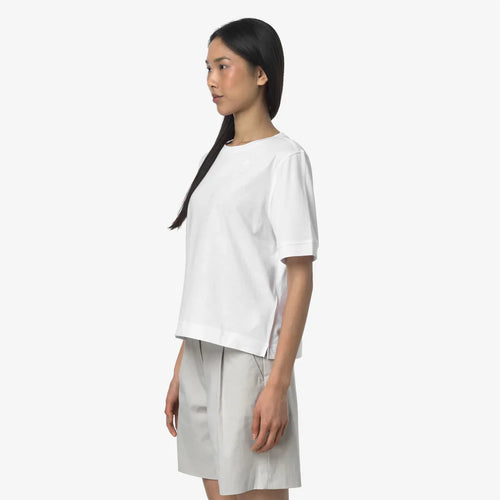 K-WAY T-Shirt donna Casual in Cotone Donna Grigia e Bianca per Uso Quotidiano