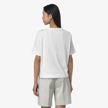 K-WAY T-Shirt donna Casual in Cotone Donna Grigia e Bianca per Uso Quotidiano