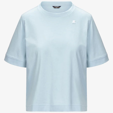 K-WAY T-Shirt donna in Cotone Donna A Taglio Boxy Blu Baby per Uso Quotidiano