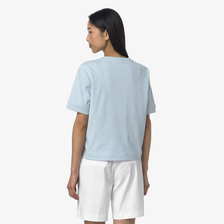 K-WAY T-Shirt donna in Cotone Donna A Taglio Boxy Blu Baby per Uso Quotidiano