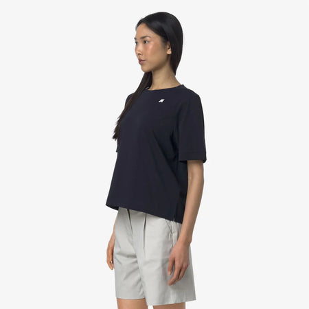 K-WAY T-Shirt donna in Cotone Donna A Taglio Boxy Blu Baby per Uso Quotidiano
