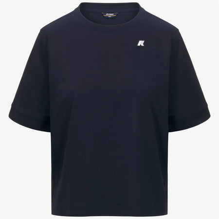 K-WAY T-Shirt donna in Cotone Donna A Taglio Boxy Blu Baby per Uso Quotidiano
