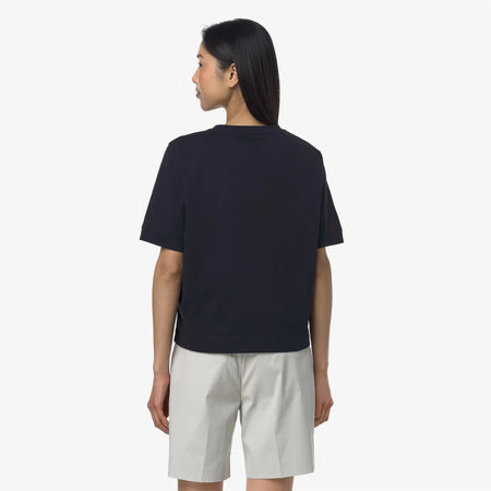 K-WAY T-Shirt donna in Cotone Donna A Taglio Boxy Blu Baby per Uso Quotidiano