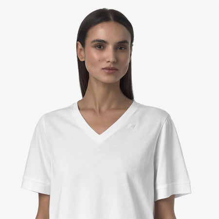 K-WAY T-Shirt donna in Cotone vestibilità regular scollo a V - K2148FW mod. Leda jersey