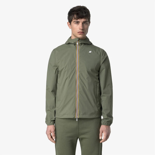 K-Way Jack Stretch Nylon Jersey Giubbino Uomo Slim Impermeabile Verde K3123UW