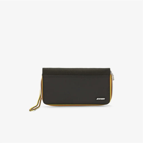 K-Way Fluy Portafoglio Unisex K6116IW USY Impermeabile con Zip 3 Lati Nero Grigio 10x20 cm