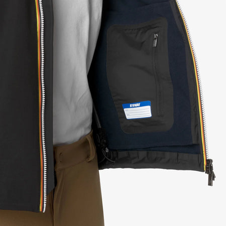 K-WAY Jacko Bonded giacca corta uomo impermeabile con pile nero blu