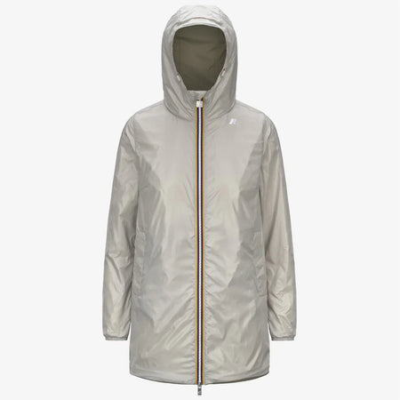 K-WAY Giacca Impermeabile Media capospalla Donna Reversibile Verde Beige sophie plus.2 reversible
