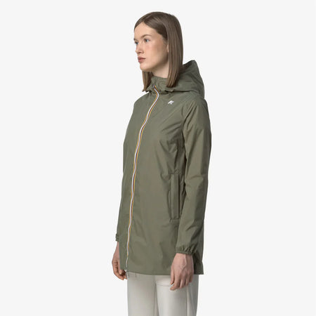 K-WAY Giacca Impermeabile Media capospalla Donna Reversibile Verde Beige sophie plus.2 reversible