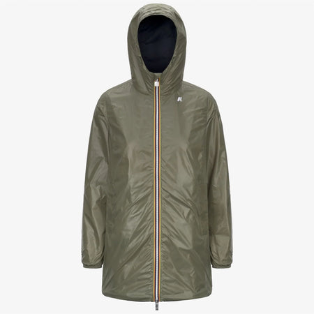 K-Way Sophie Giubbino Donna K7123MW B0T Giacca Reversibile Impermeabile Media Lunghezza Verde Blu