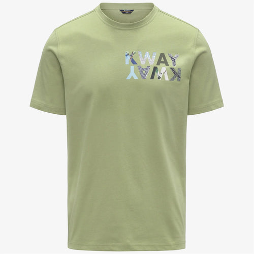 K-Way T-shirt uomo Odom slim fit in cotone verde con logo lettering