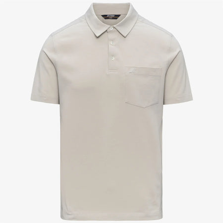 Polo uomo K-Way Vanoine beige slim fit in cotone stretch manica corta