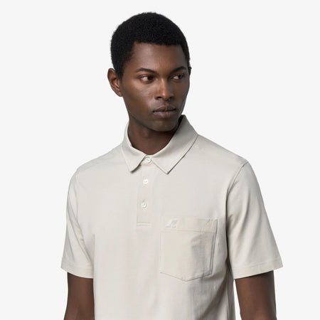 Polo uomo K-Way Vanoine beige slim fit in cotone stretch manica corta
